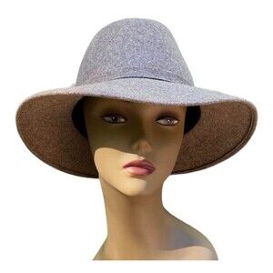 Vtg De Sind 100% Wool Felt Wide Brim Hat Beige Tan Neutral Boho Size M